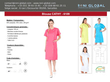 Blouse longue de travail femme manches courtes en polyester/coton 3 poches - CATHY REMI CONFECTION