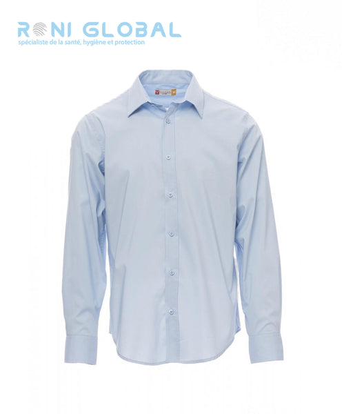 Chemise de travail homme manches longues, coupe slim, stretch en coton, polyester et élasthanne - IMAGE PAYPER