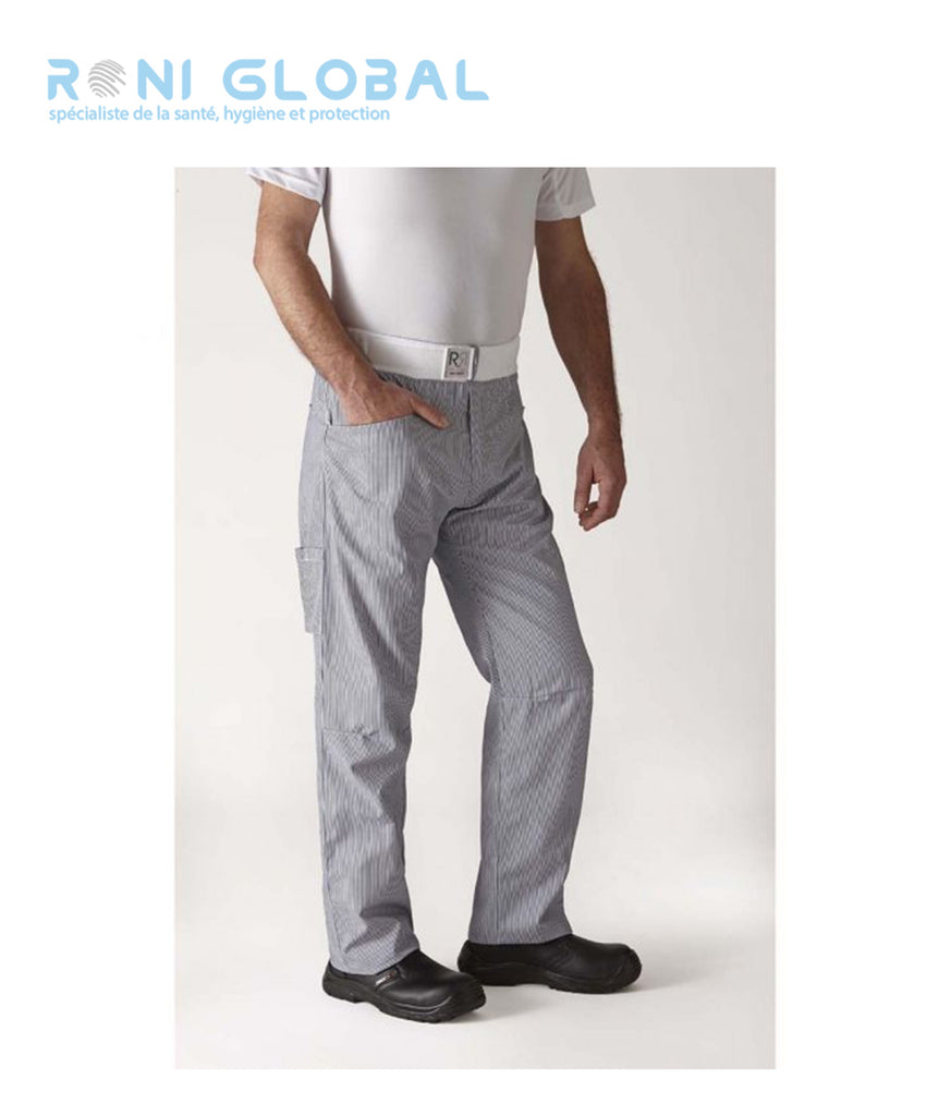 Pantalon de cuisine unisexe en polyester/coton avec ceinture élastiquée et 4 poches - ARENAL ROBUR