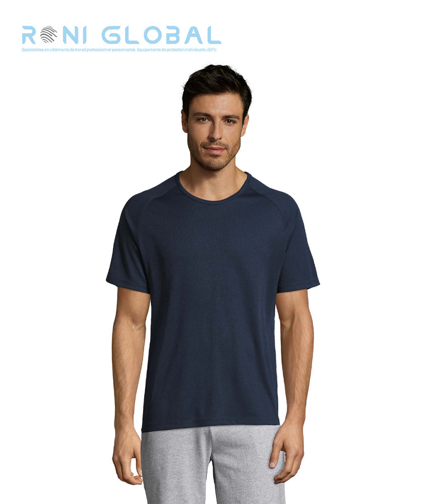 T-shirt de travail homme manches raglan, en mesh polyester effet respirant - SPORTY SOL'S