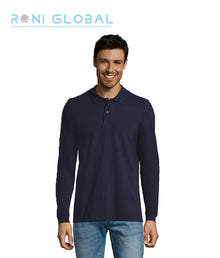 Polo de travail homme manches longues, coupe ajustée, en maille piquée coton peigné - PERFECT LSL SOL'S