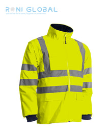 Parka de travail 4en1 haute visibilité anti-pluie et anti-froid multicouches et manches amovibles CLASS 3 - KANATA COVERGUARD