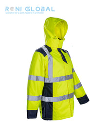 Parka de travail haute visibilité anti-pluie anti-froid thermique en polyester enduit polyuréthane CLASS 3 - SOKOBIE COVERGUARD