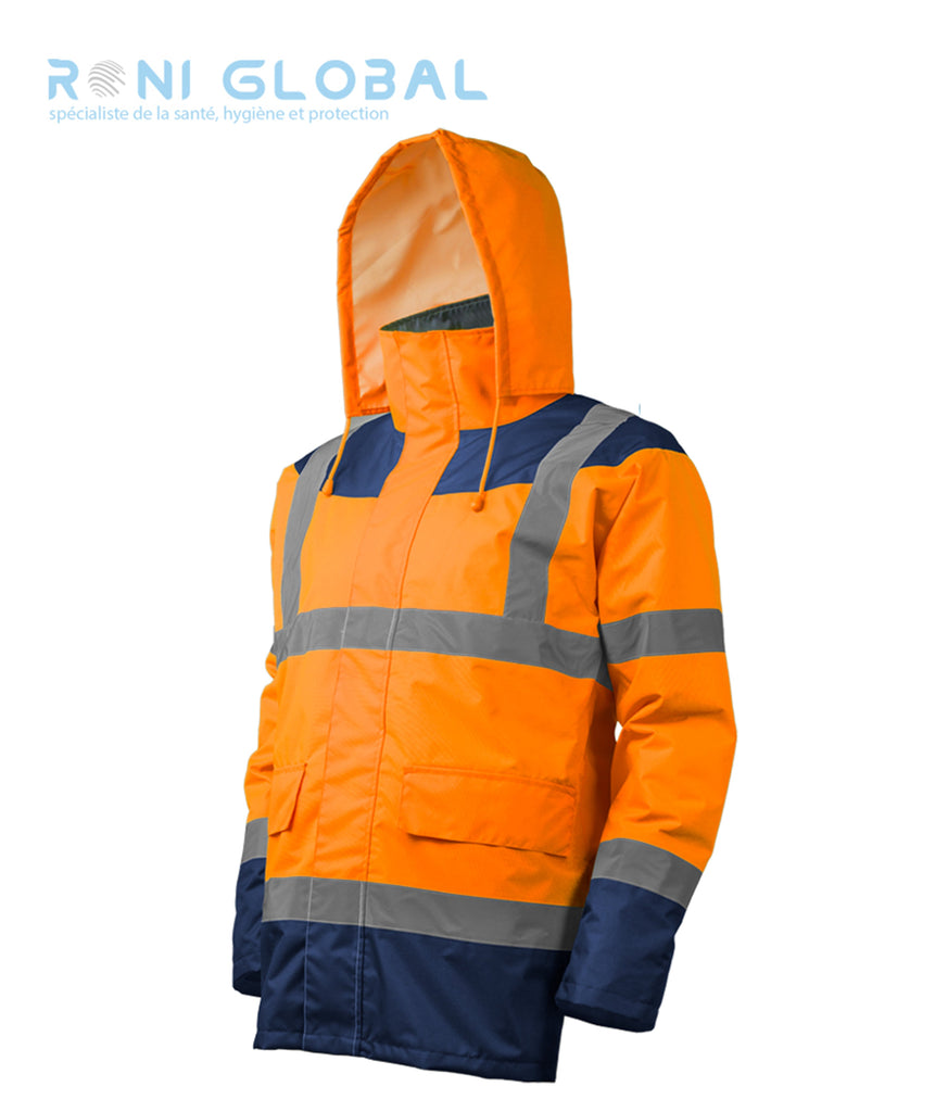 Parka de travail haute visibilité anti-pluie et anti-froid thermique polyester enduit polyuréthane CLASS 3 - KETA COVERGUARD