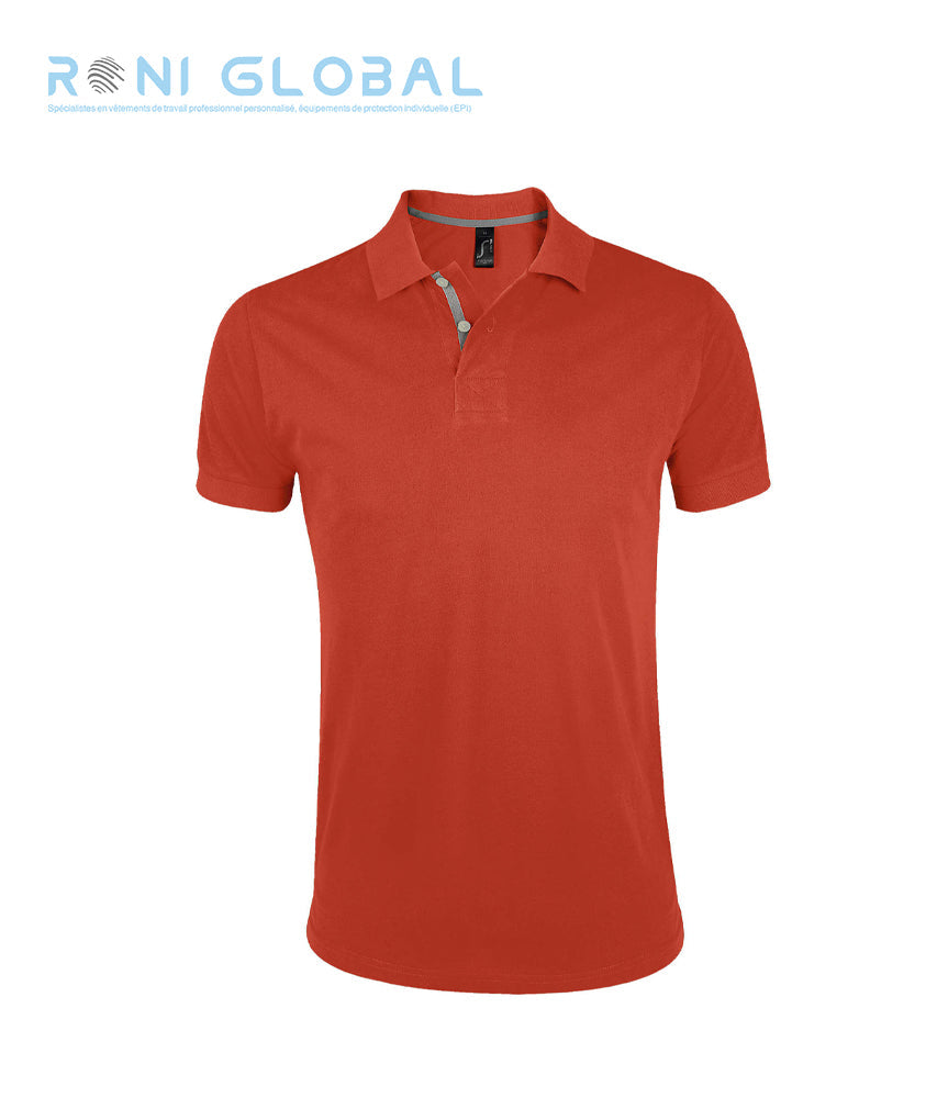 Polo de travail homme manches courtes, coupe ajustée, en maille piquée coton - PORTLAND SOL'S
