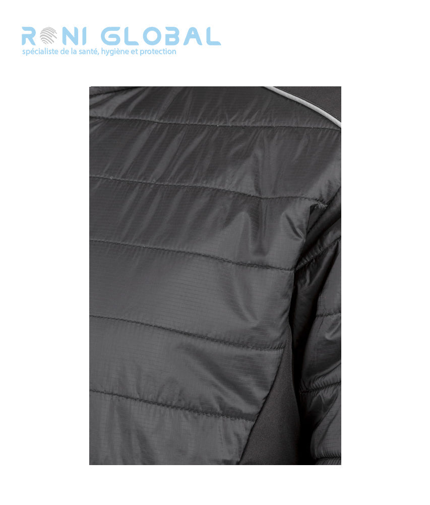 Veste de travail noire anti-froid et légère avec protège reins en nylon micro-ripstop 4 poches - SUMI COVERGUARD