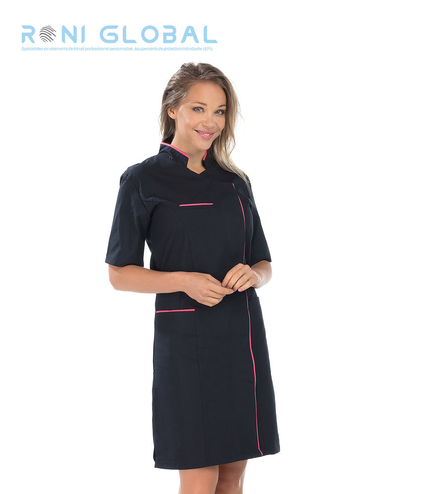 Blouse de travail femme manches courtes en coton/polyester 4 poches - ALINE REMI CONFECTION