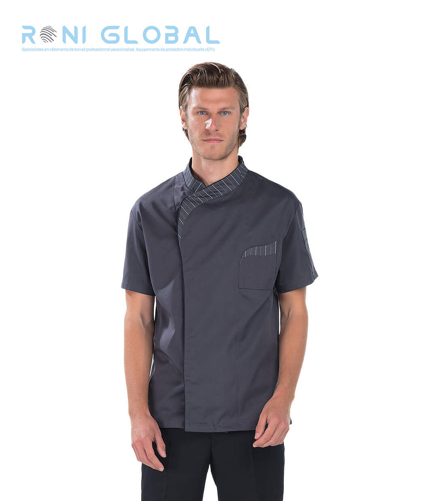 Veste de cuisine homme manches courtes en coton/polyester 3 poches - JOHAN REMI CONFECTION