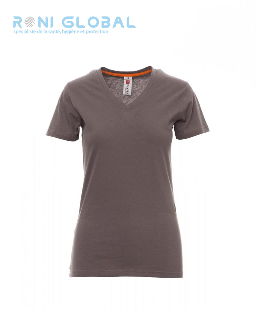 T-shirt de travail femme manches courtes, encolure en V, coupe droite en coton - V-NECK LADY PAYPER