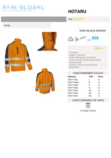 Veste de sécurité haute visibilité, coupe-vent et anti-pluie Softshell en polyester stretch mécanique 5 poches CLASS 3 - HOTARU COVERGUARD