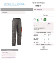 Pantalon de travail femme avec protection genoux en coton/polyester sans métal 6 poches - MISTI COVERGUARD