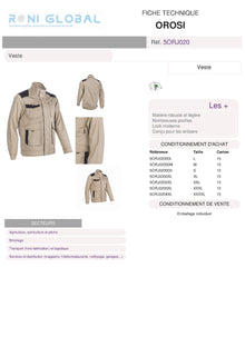 Veste de travail légère en Ripstop polyester/coton 7 poches - OROSI COVERGUARD