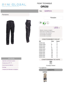 Pantalon de travail avec protection genoux en coton/polyester + renforts Oxford  7 poches TYPE 2 - OROSI COVERGUARD