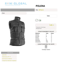 Gilet de travail thermique en coton/polyester 8 poches - POLENA COVERGUARD