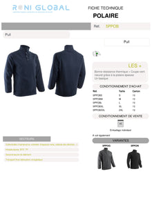 Pull de travail polaire, coupe-vent et thermique en polyester 2 poches - POLAIRE COVERGUARD