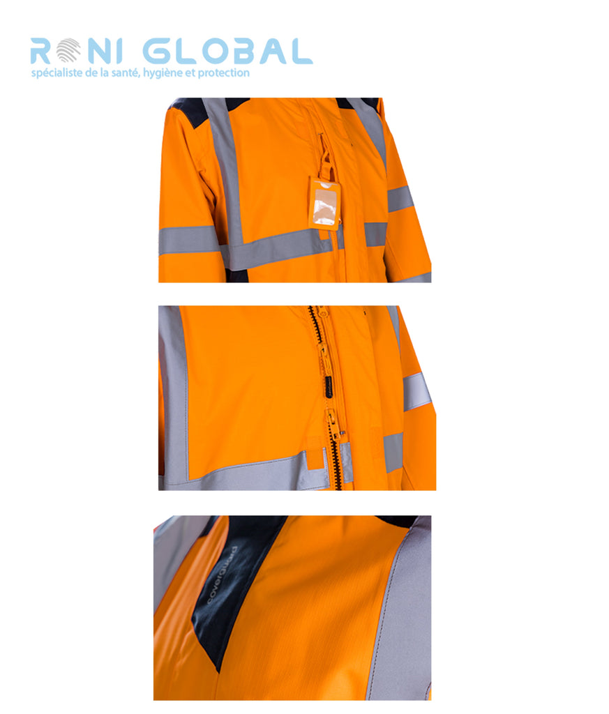 Parka de travail haute visibilité anti-pluie en polyester 5 poches CLASS 3 - SANGAKU COVERGUARD