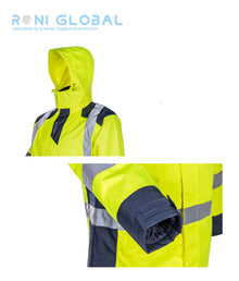 Parka de travail haute visibilité anti-pluie anti-froid thermique en polyester enduit polyuréthane CLASS 3 - SOKOBIE COVERGUARD