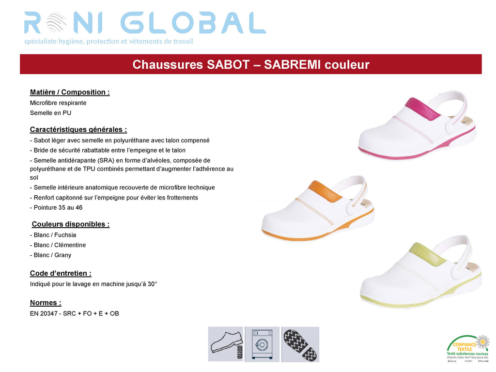 Sabot de travail en microfibre à bride léger FO E OB SRC - SABREMI REMI CONFECTION