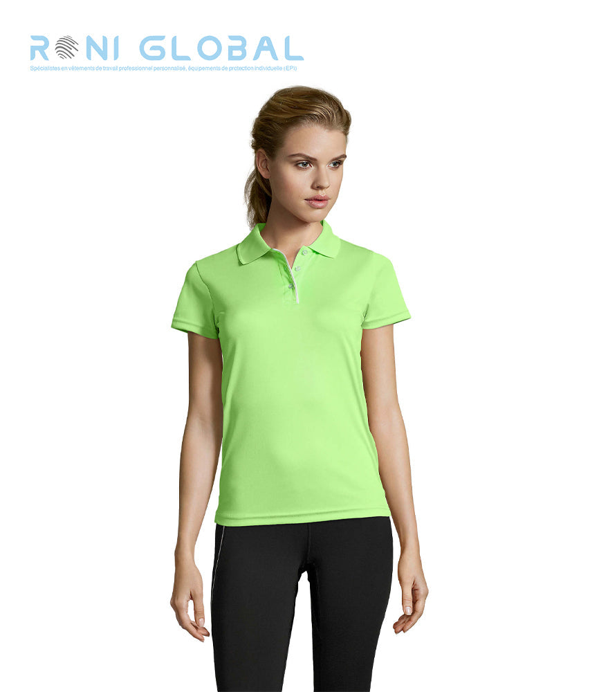 Polo de travail femme sport manches courtes, en piqué polyester - PERFORMER SOL'S