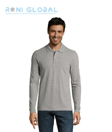 Polo de travail homme manches longues, coupe ajustée, en maille piquée coton peigné - PERFECT LSL SOL'S