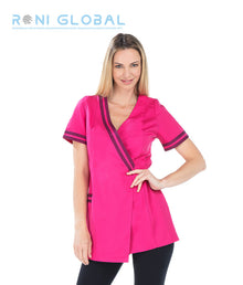 Tunique de travail femme manches courtes en coton/polyester 1 poche - CLAUDIA REMI CONFECTION