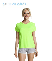 T-shirt de travail femme manches raglan, en mesh polyester effet respirant - SPORTY SOL'S