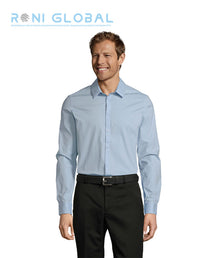 Chemise de travail homme manches longues, coupe slim, stretch, en popeline coton/élasthanne - BLAKE SOL'S