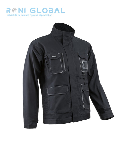 Veste de travail homme avec porte-badge, en coton/polyester 10 poches - NAVY/PADDOCK II COVERGUARD