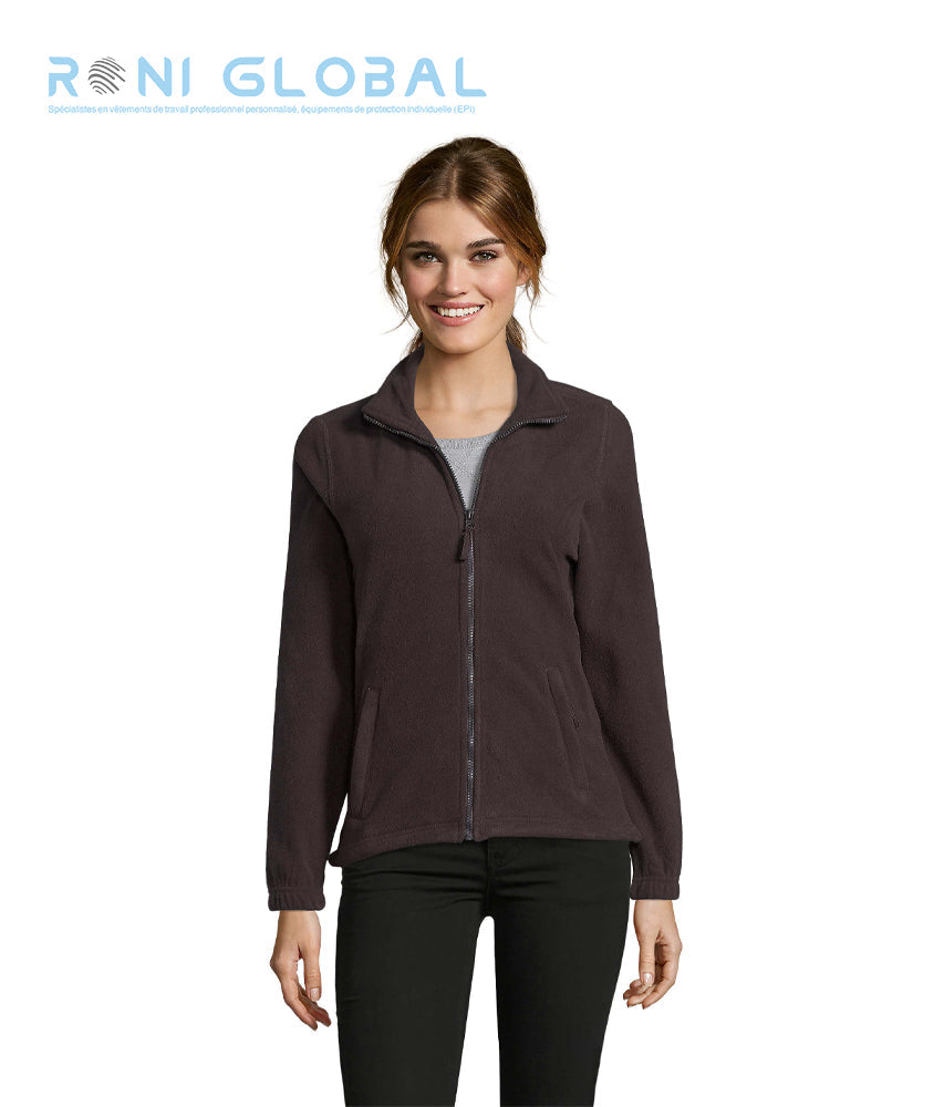 Veste de travail femme micro polaire, anti-bouloche, coupe ajustée, en polyester 2 poches - NORTH SOL'S