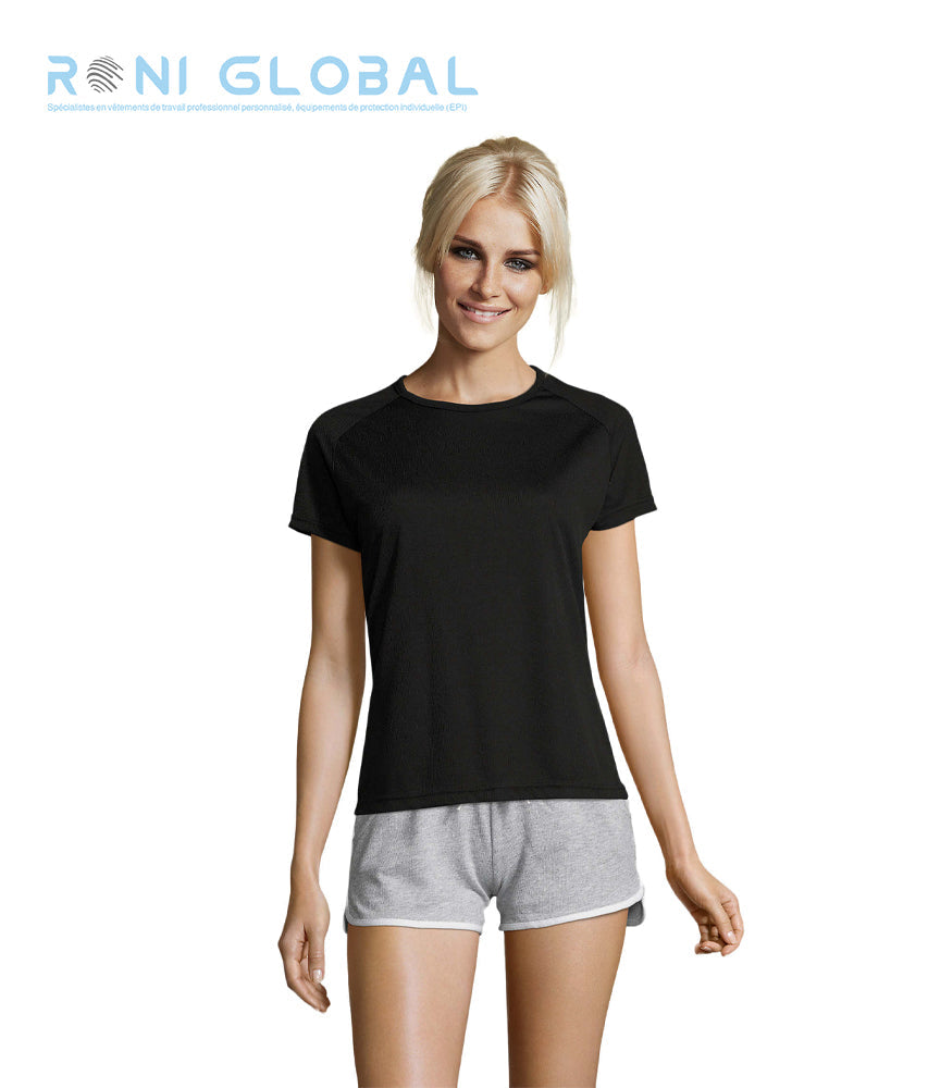 T-shirt de travail femme manches raglan, en mesh polyester effet respirant - SPORTY SOL'S