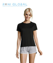 T-shirt de travail femme manches raglan, en mesh polyester effet respirant - SPORTY SOL'S