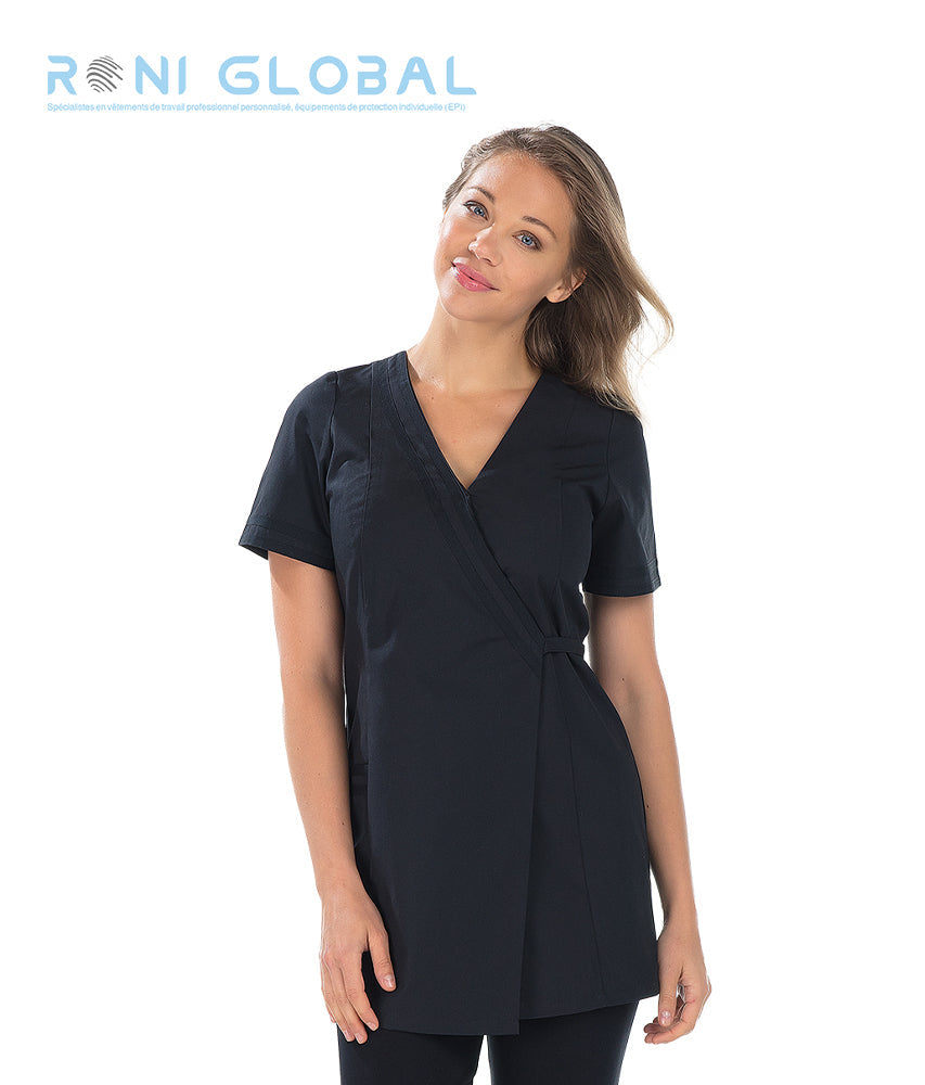 Tunique de travail femme manches courtes en coton/polyester 1 poche - CLAUDIA REMI CONFECTION