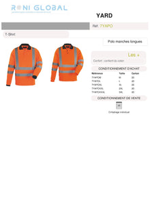 Polo de sécurité haute visibilité manches longues en coton/polyester CLASS 3 - YARD COVERGUARD