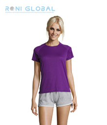 T-shirt de travail femme manches raglan, en mesh polyester effet respirant - SPORTY SOL'S
