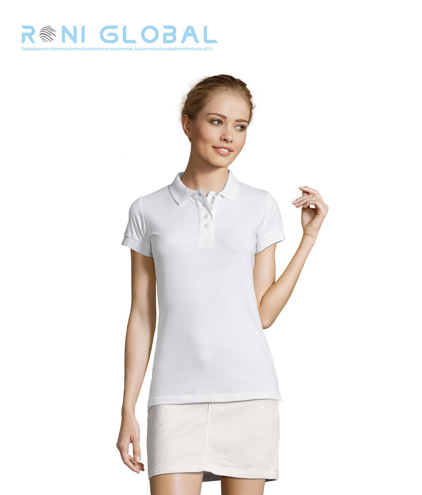 Polo de travail femme manches courtes, coupe ajustée, en maille piquée coton - PORTLAND SOL'S
