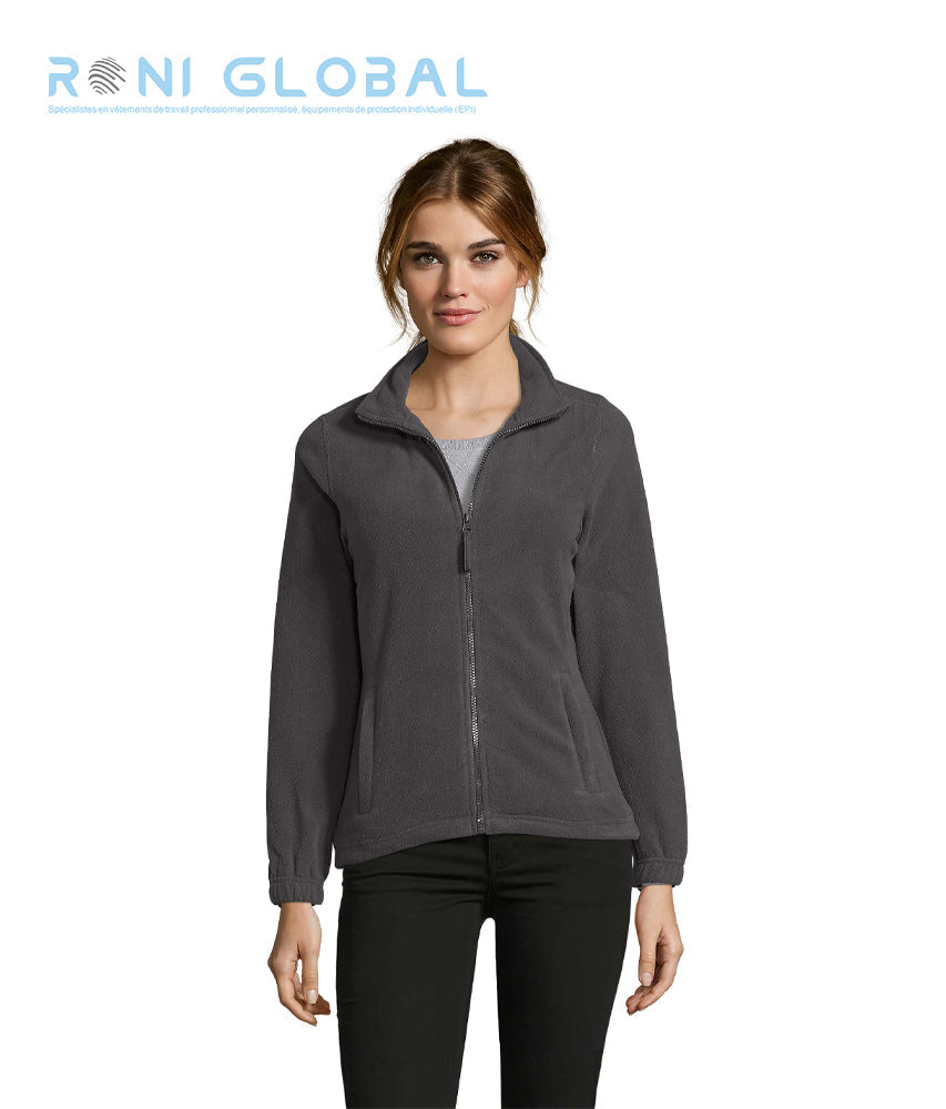 Veste de travail femme micro polaire, anti-bouloche, coupe ajustée, en polyester 2 poches - NORTH SOL'S
