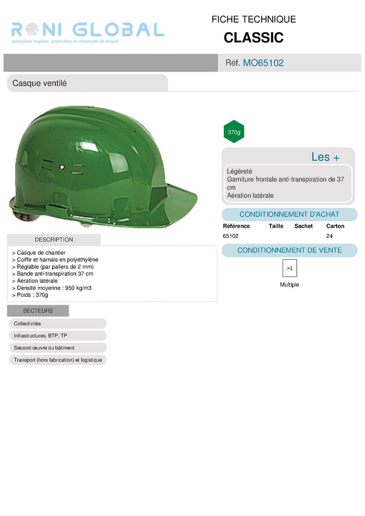 Casque ventilé CLASSIC (24 pièces)