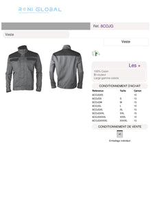 Veste de travail en coton coupe droite 5 poches - COMMANDER COVERGUARD