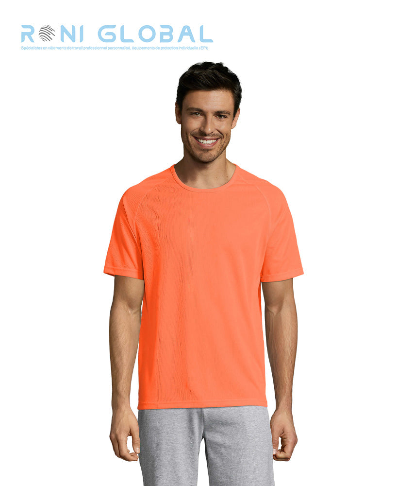 T-shirt de travail homme manches raglan, en mesh polyester effet respirant - SPORTY SOL'S