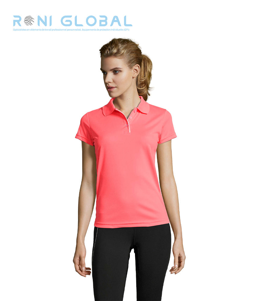 Polo de travail femme sport manches courtes, en piqué polyester - PERFORMER SOL'S