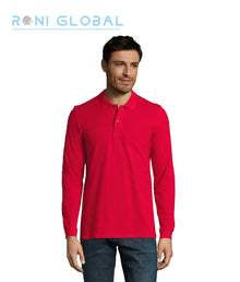 Polo de travail homme manches longues, coupe ajustée, en maille piquée coton peigné - PERFECT LSL SOL'S