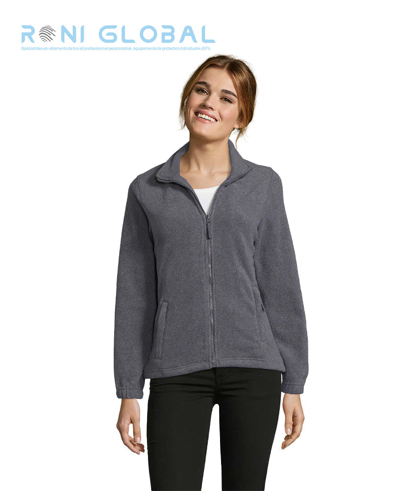 Veste de travail femme micro polaire, anti-bouloche, coupe ajustée, en polyester 2 poches - NORTH SOL'S