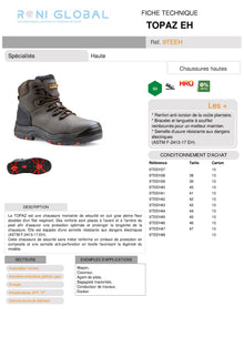 Chaussure montante de sécurité en cuir S3 HRO SRC - TOPAZ EH COVERGUARD
