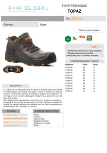Chaussure basse de sécurité antidérapant S3 HRO SRC - TOPAZ COVERGUARD