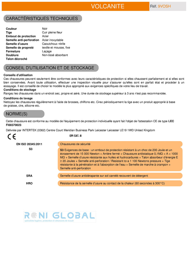Chaussure montante de sécurité anti-chaleur S3 HRO SRA - VOLCANITE COVERGUARD