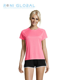 T-shirt de travail femme manches raglan, en mesh polyester effet respirant - SPORTY SOL'S