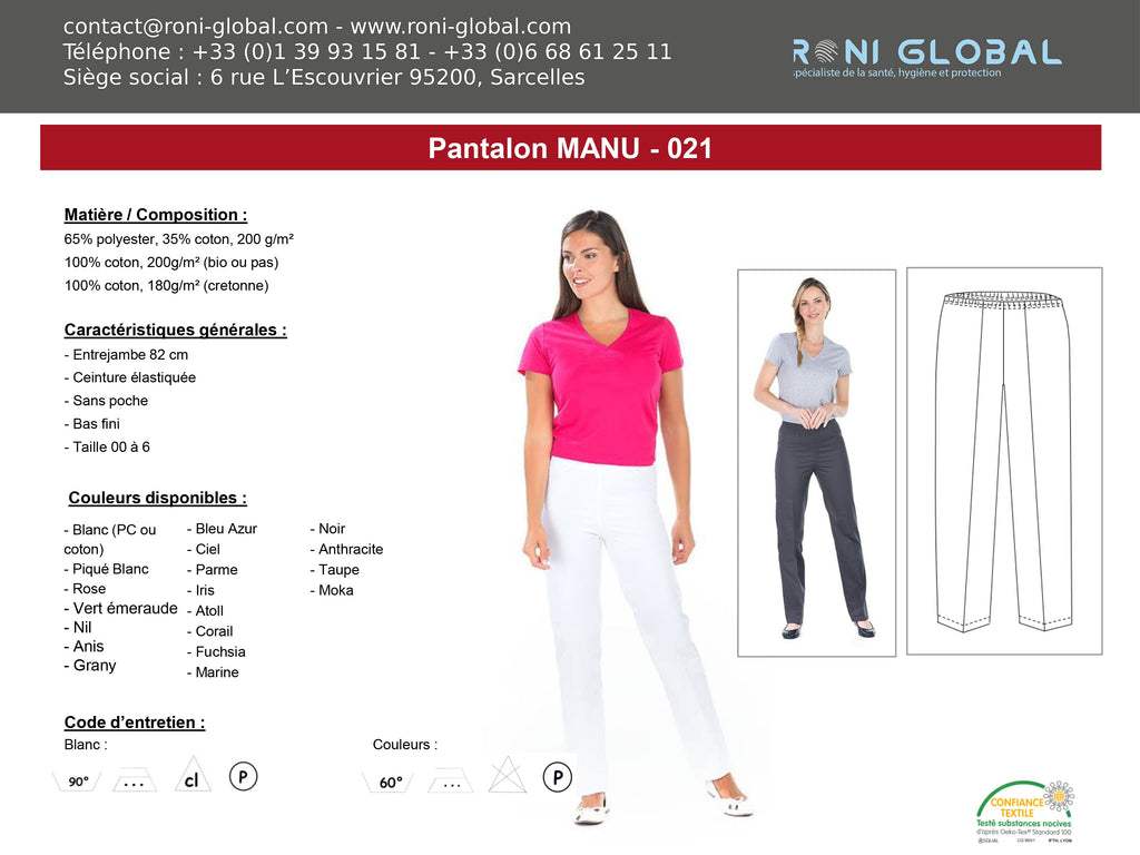 MANU Pantalon (Plusieur Couleurs Disponible)