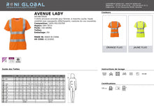 T-shirt de sécurité haute visibilité femme manches courtes, coupe droite en polyester respirant - AVENUE LADY PAYPER