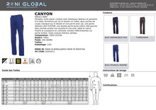 Pantalon de travail unisexe multi-saison, coupe droite en coton avec élastiques latéraux et passants à la taille et 7 poches - CANYON PAYPER