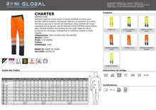 Pantalon de sécurité haute visibilité homme multi-saison, en coton et polyester 6 poches CLASS 3 - CHARTER PAYPER